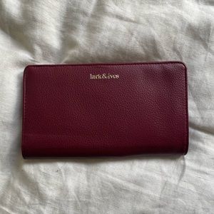 Lark & Ives Burgundy pebbled vegan leather wallet